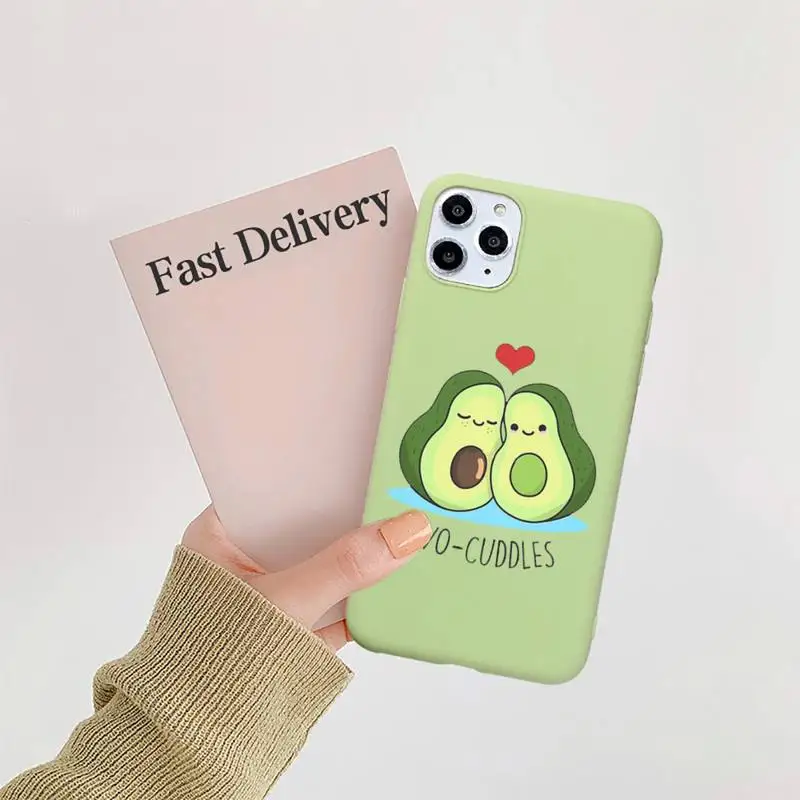 

Cartoon Cute Avocado fruit Phone Case Candy Color for iPhone 11 12 mini pro XS MAX 8 7 6 6S Plus X 5S SE 2020 XR accessorie