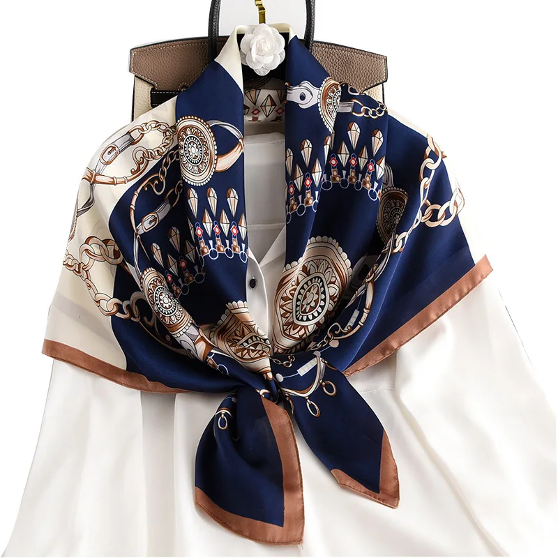 

Summer Sunscreen Shawl Spring Autumn New Scarf Women Silk 90 Square Scarf Neckerchief scarves chiffon hijab poncho infinity
