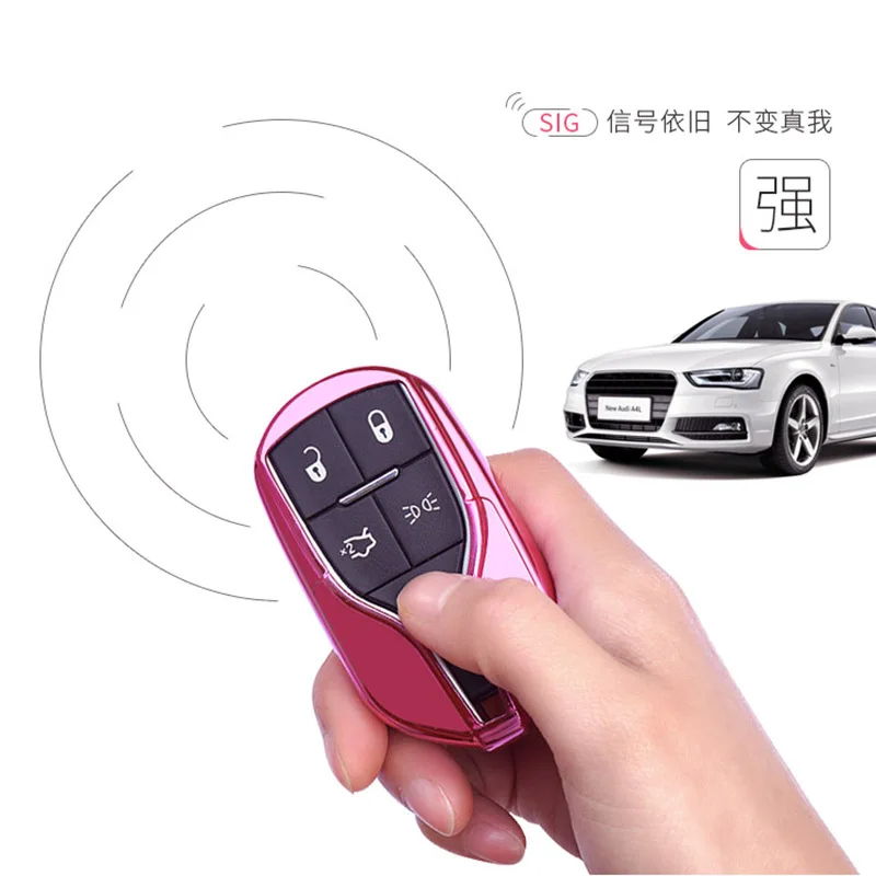 Цветной мягкий из ТПУ чехол для автомобильного ключа Maserati Levante ghibl5. Чехол смарт