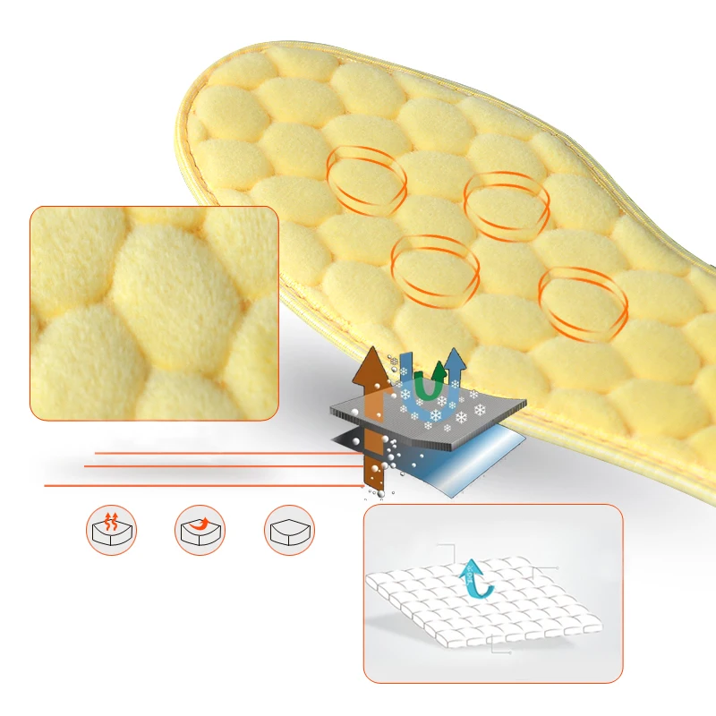 1 Pair Thick Thermal Winter Shoes pad Breathable  Warm heated Insoles for Men Women