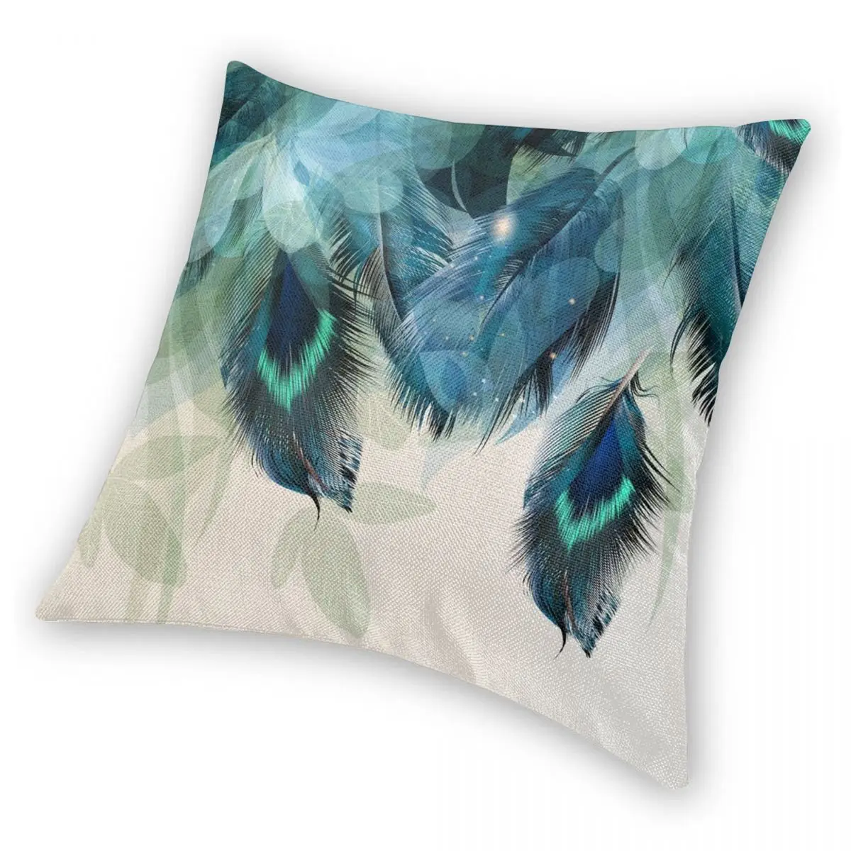Наволочка с павлиньими перьями квадратной подушкой полиэстеровый льняной