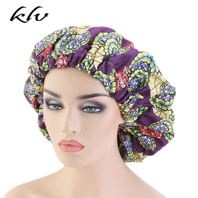 Женская сверхбольшая двухслойная шапочка атласная подкладка ночная с