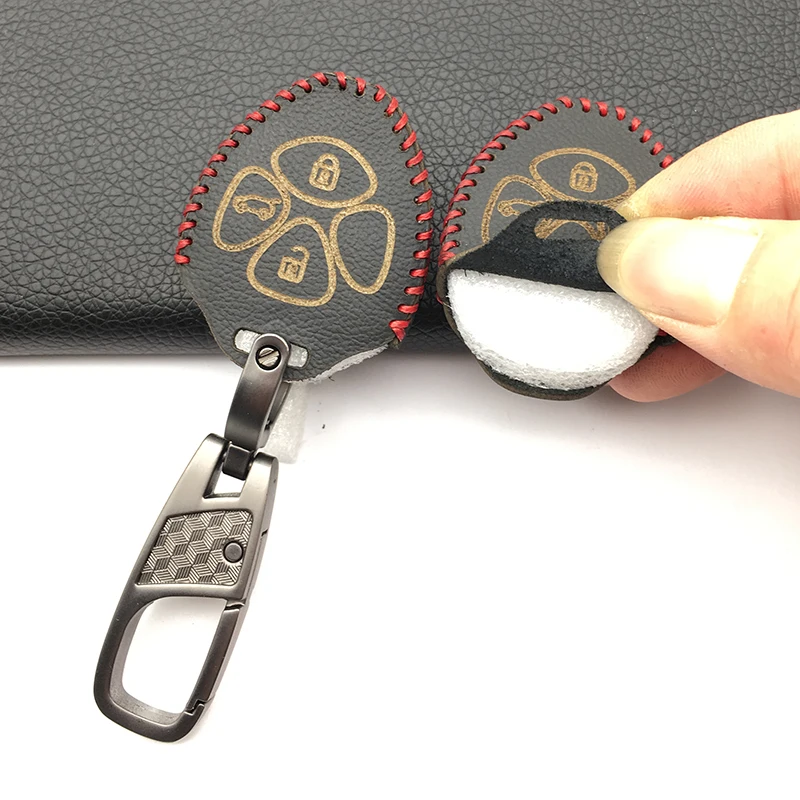 

Latest Fashion Style Leather Remote Control Car Key Case 3 Buttons Keys cover for Toyota Camry Crown Ruiz Corolla