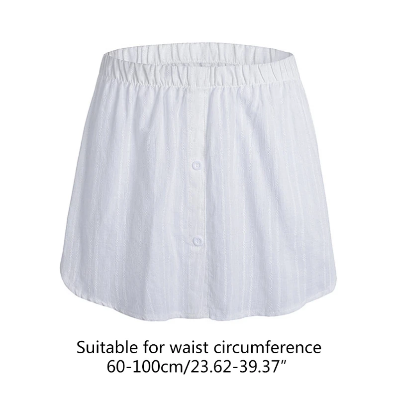 Y166 Womens Layering Fake Top Lower Sweep Skirt Extenders White Striped Half Shirt Blouse A-Line False Hem Detachable Underskirt