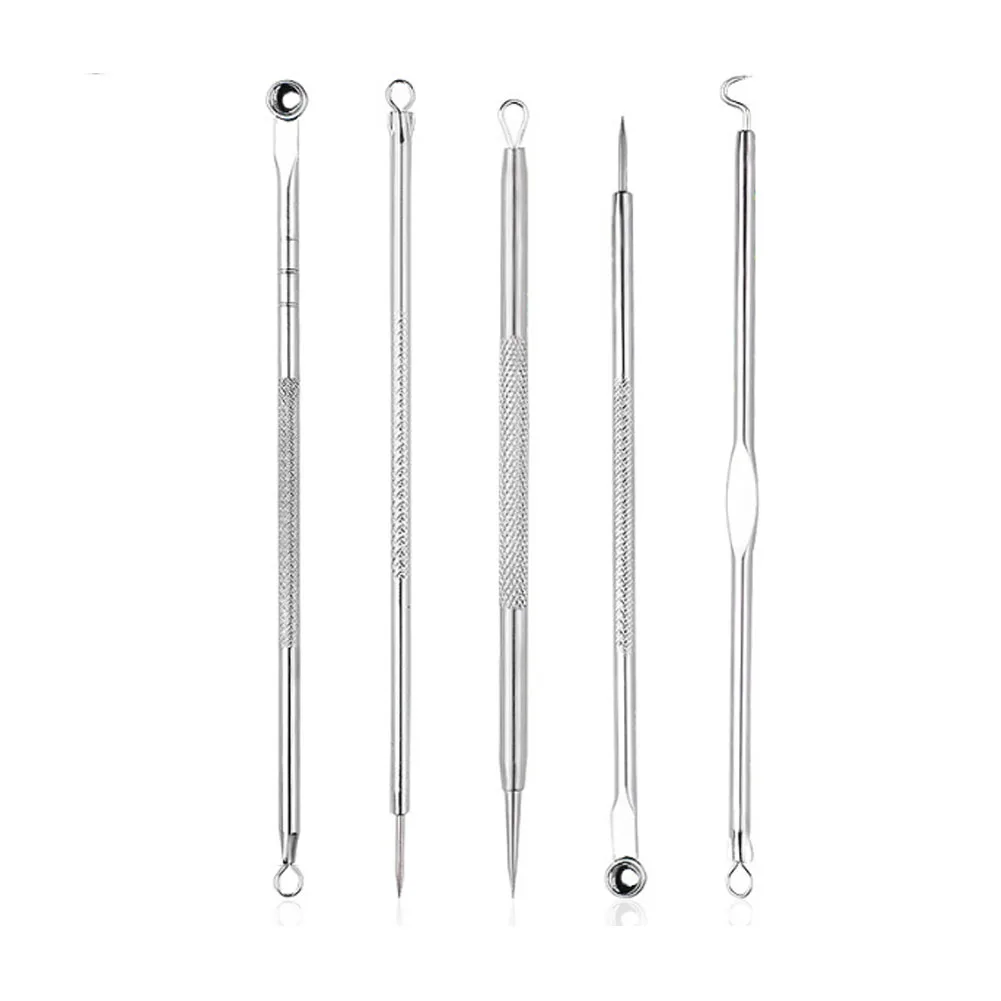 

5Pcs Blackhead Whitehead Pimple Spot Comedone Acne Extractor Remover Popper Tool Kit Massager for face