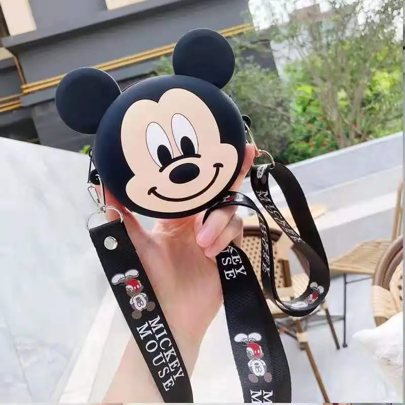Disney Микки Маус женский монетница Минни Сумка через плечо Милая открытка сумка для карт Мультфильм силиконовый мешок для хранения