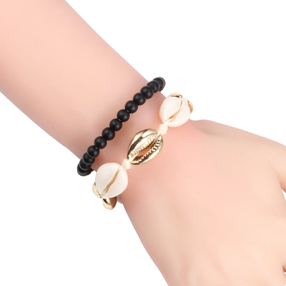 High Quality Women Shells Bracelets Rose Gold Color Natural Shell Knit Bracelet Bangle Jewelry Summer Beach Girl Gift Free Size | Украшения