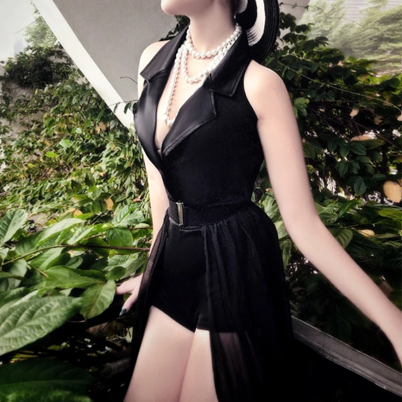 

Black Stage Costume For Singers Sexy Pole Dance Performance Clothing Women Nightclub Rave Clothes Ds Wear Gogo Bodysuit