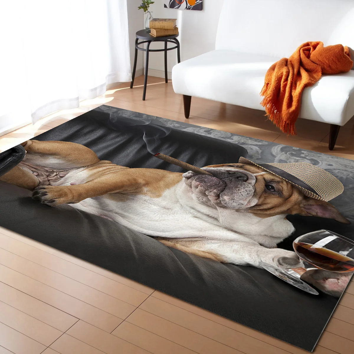 Курительная собака бульдог для отдыха диван ковры гостиной спальни зоны коврик