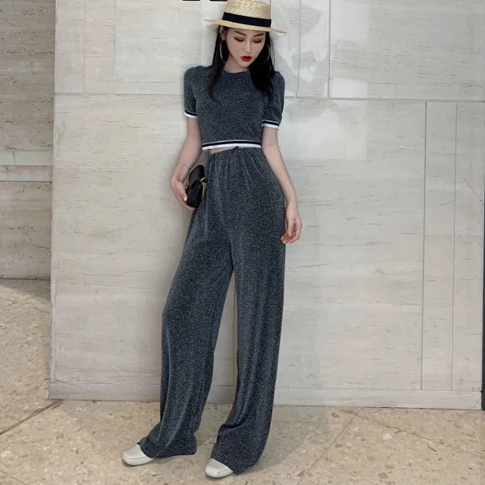 Модный летний женский комплект из двух предметов сексуальный топ с коротким