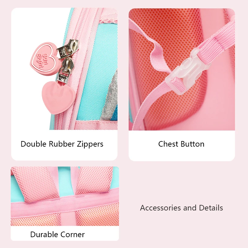 Orthopedic Back Girl School Bags  Children Books Bag Waterproof Nylon 3D Space