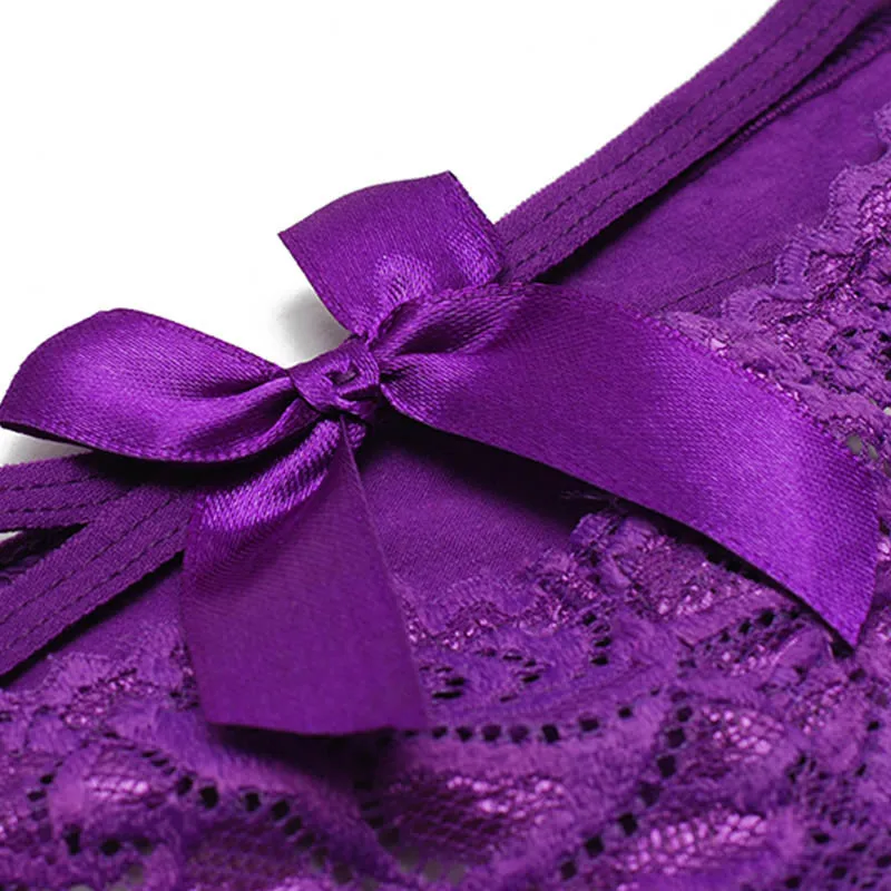 Sexy Women Lingerie Thong Panties Lace Floral G String Briefs Underwear Black Noir Bow Hot | Женская одежда