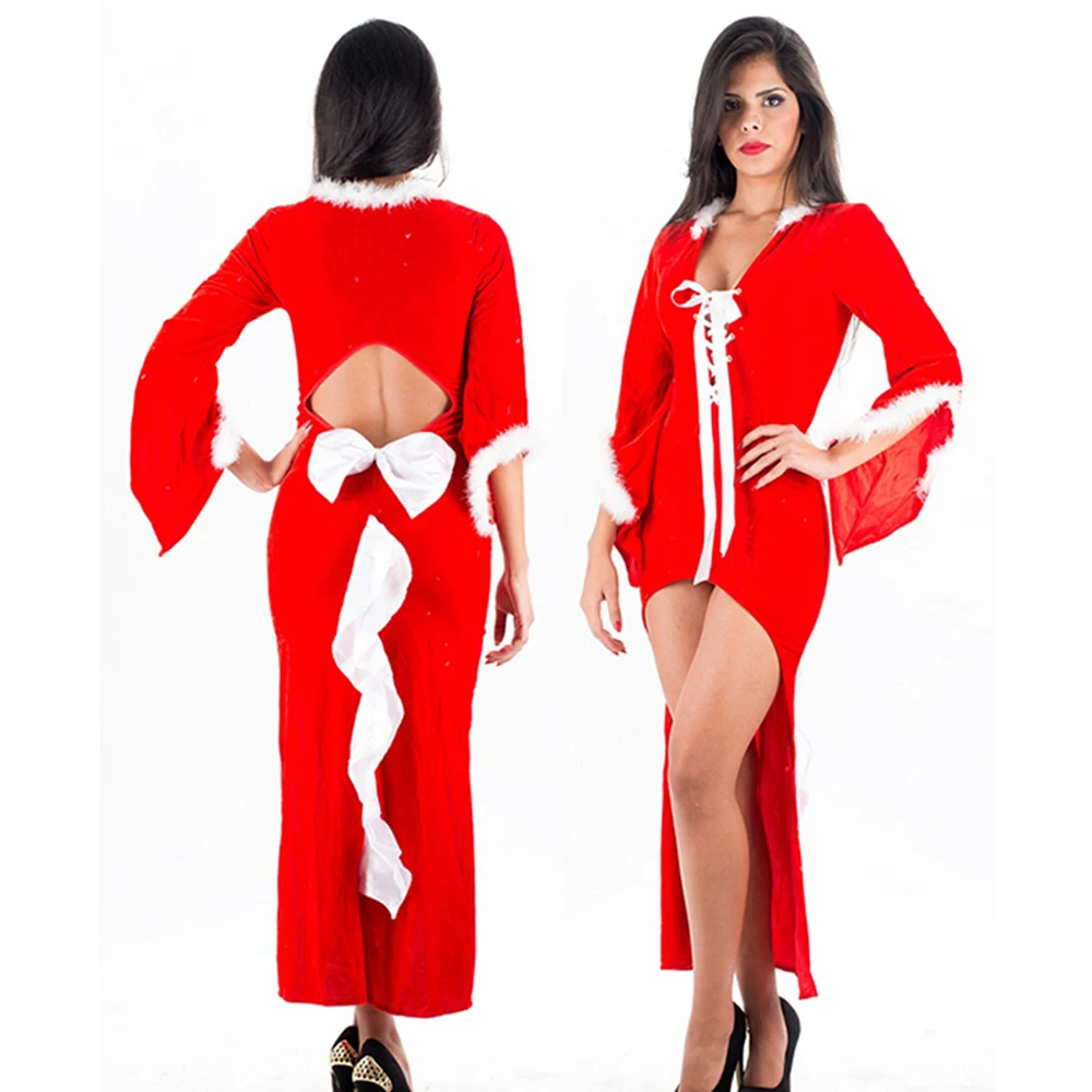 Зимнее женское платье с Санта Клаусом Vestidos мягкое бархатное рождественское на