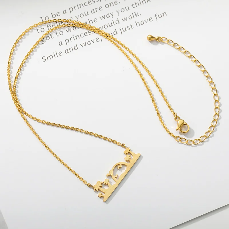 Гавайский песчаный кулон на пляж ожерелье из нержавеющей стали ювелирное