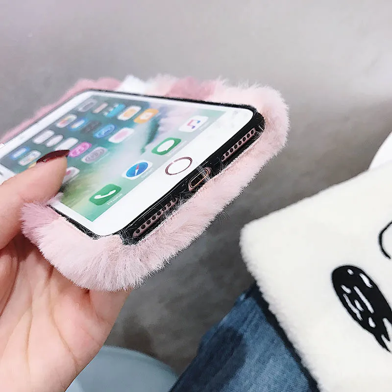 

Cute Pink Warm Soft Fluffy Phone Case Shell For Samsung J110 MINI J2 J3 J4 Plus J5 J6 Pro J7 Pirme J8 2018 J530 J330 J730 Covers