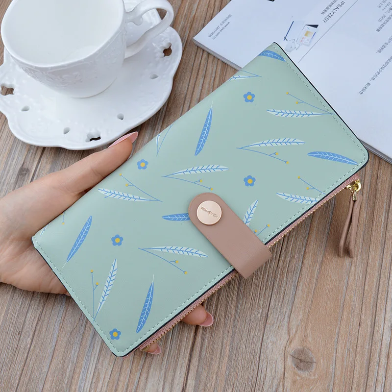 New style ladies wallet women long zipper buckle Korean fashion printing thin wallet multi-card position soft wallet card case
