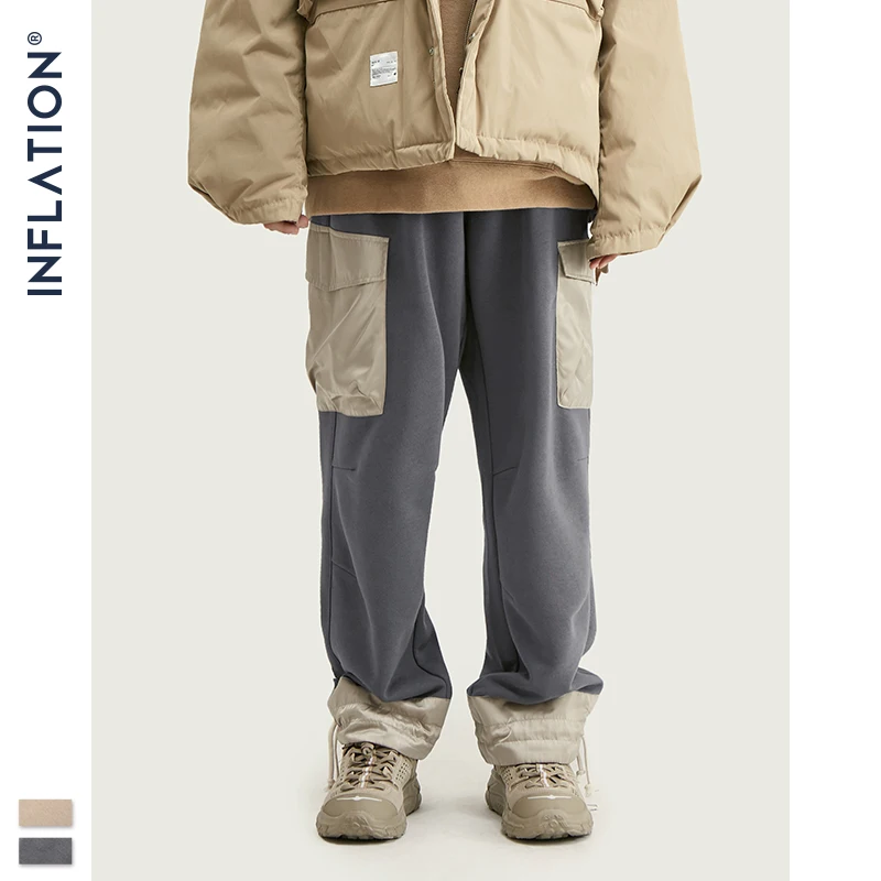 Мужские спортивные штаны с карманами INFLATION серые свободные прямого покроя в