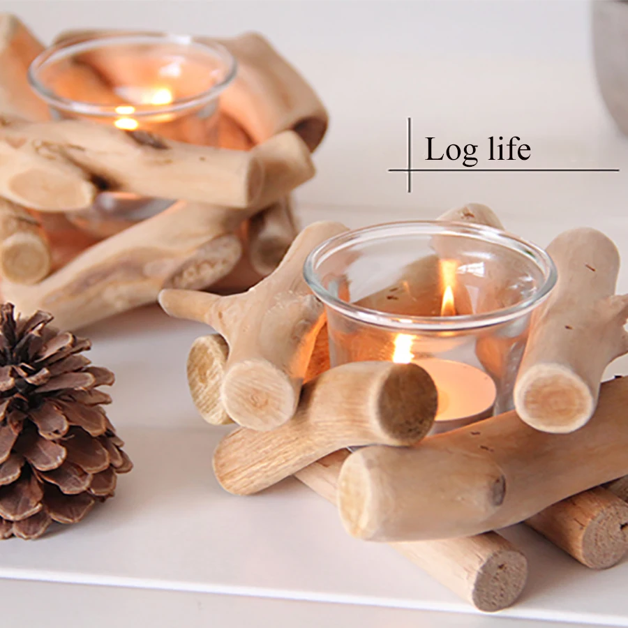 Европейский Креативный оригинальный подсвечник из массива дерева романтический