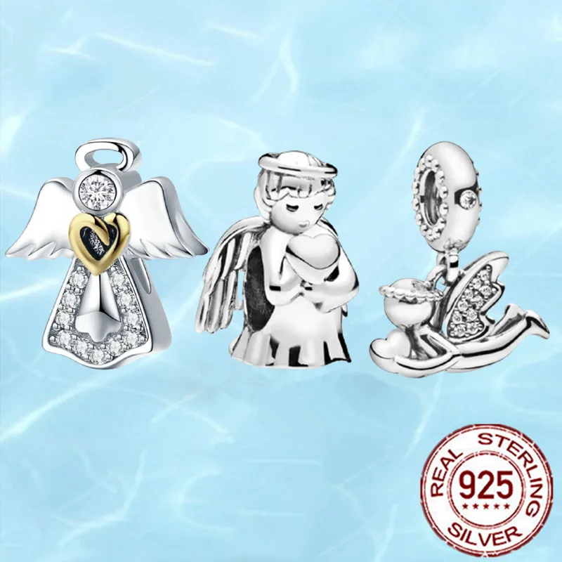 

925 Sterling Silver Angel Series Charms fit Pandora Bead Bracelet fashion Diy Pendant Bangle Jewelry Making for women Gift
