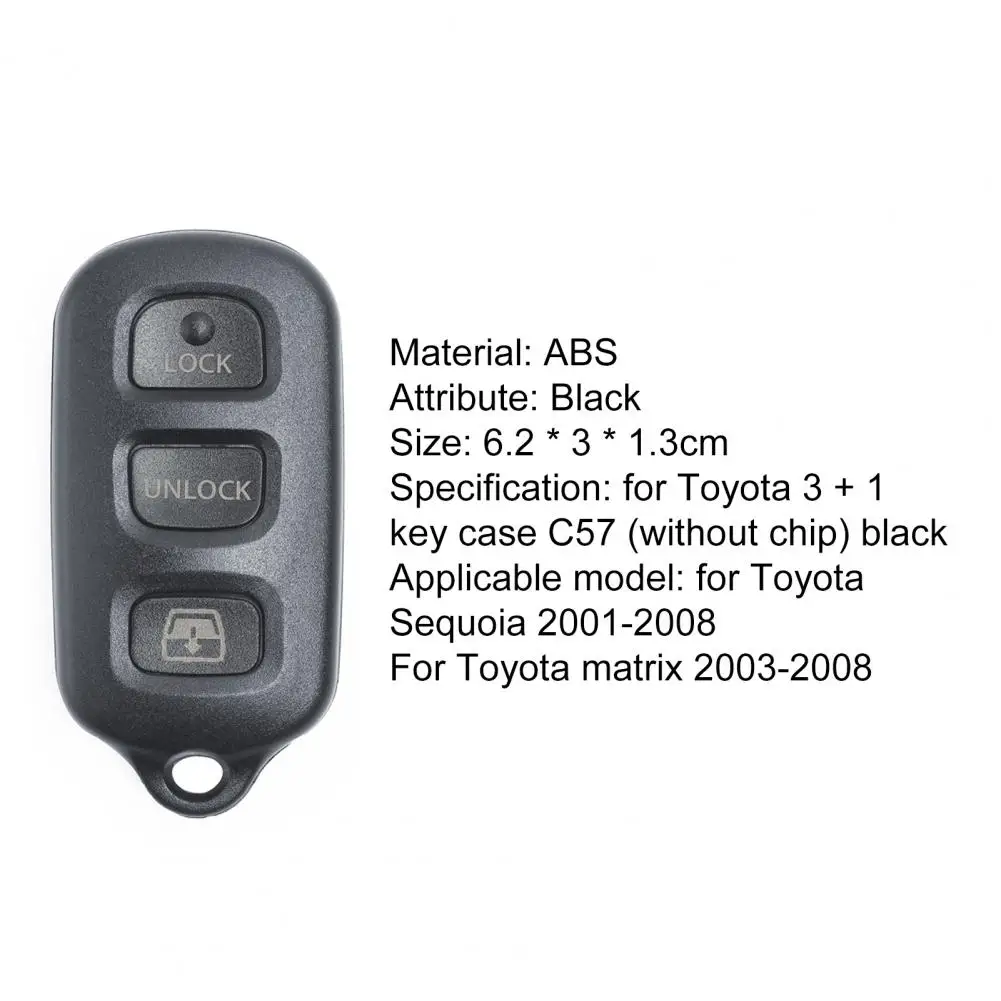 

Car Key Fob 3+1 Buttons Easy Installation ABS Durable Sensitive Smart Key Cover for Toyota Sequoia 2001-2008/Matrix 2003-2008