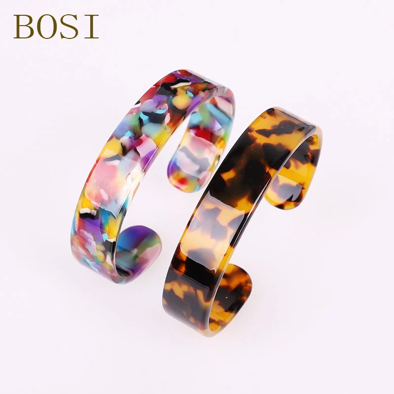 

ZA Leopard Print Resin Bracelets Colorful Bangle For Women Bohemian Resin Cuff Bracelet Fashion Acrylic Wedding Elegant Jewelry