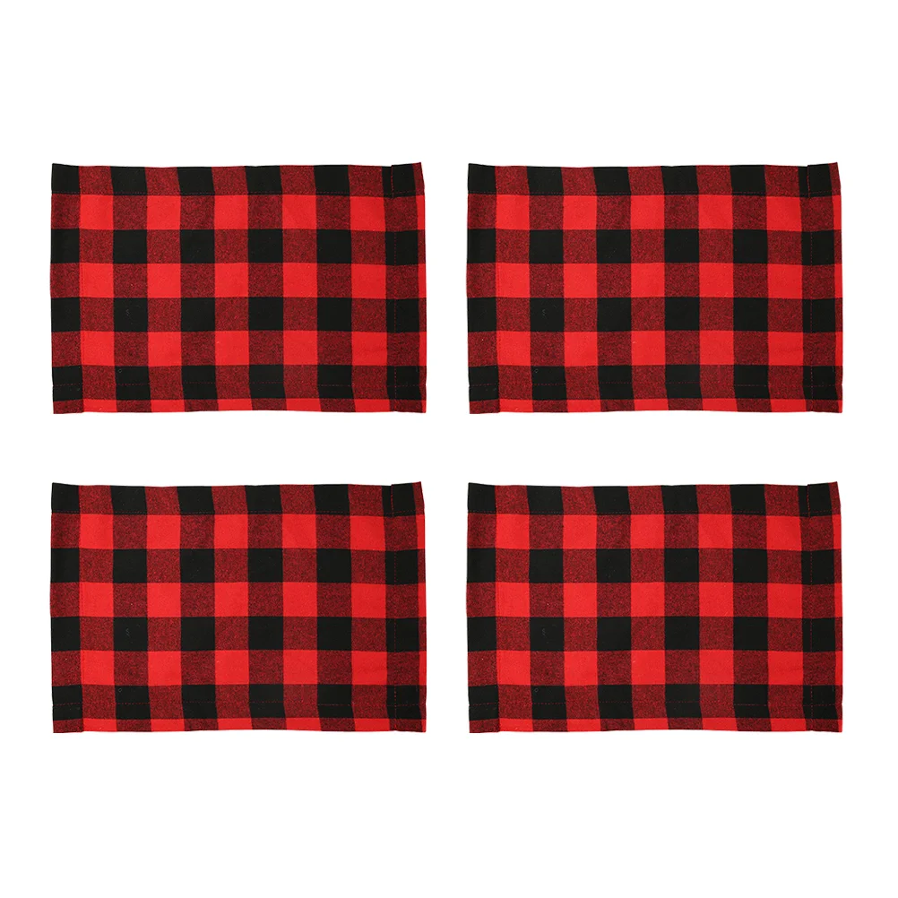 

4pcs Home Table Cushion Plaid Table Mat Placemat Decor Unique Decor Table Pad