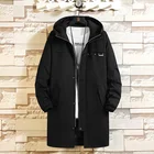 Ветровка мужская с капюшоном, длинная куртка на молнии, карман на молнии, вышивка надписью, повседневная куртка с капюшоном, большие размеры 4XL-8XL, зима