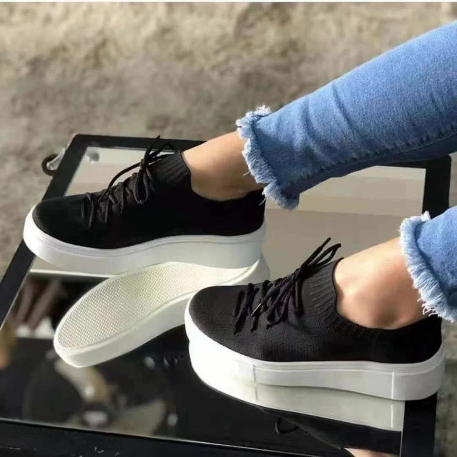 

YSHUNIJ Large women's shoes 2021 autumn cloth breathable front lace up single shoes low top women's casual single shoes