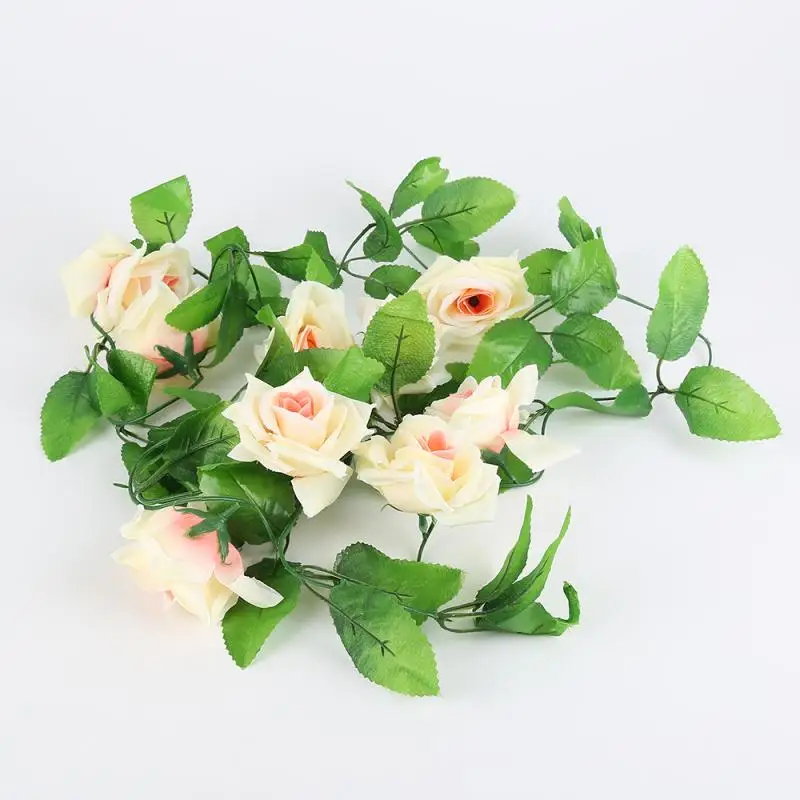 Искусственная Роза Висячие Цветы ротанг искусственные листья растений гирлянда