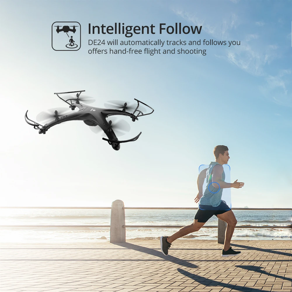 DEERC DE24 5G gps RC Дрон с камерой 1080p FHD 300M WIFi FPV 120 ° широкоугольный Tapfly gps Follow Me RC Квадрокоптер