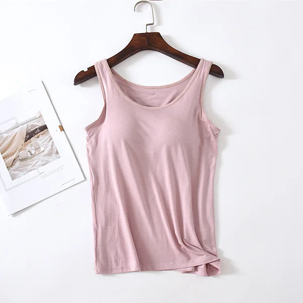 

Модал с нагрудной подушкой camisole без стального кольца нижнее белье рубашка Женская чашка все в одном Топ TB6003