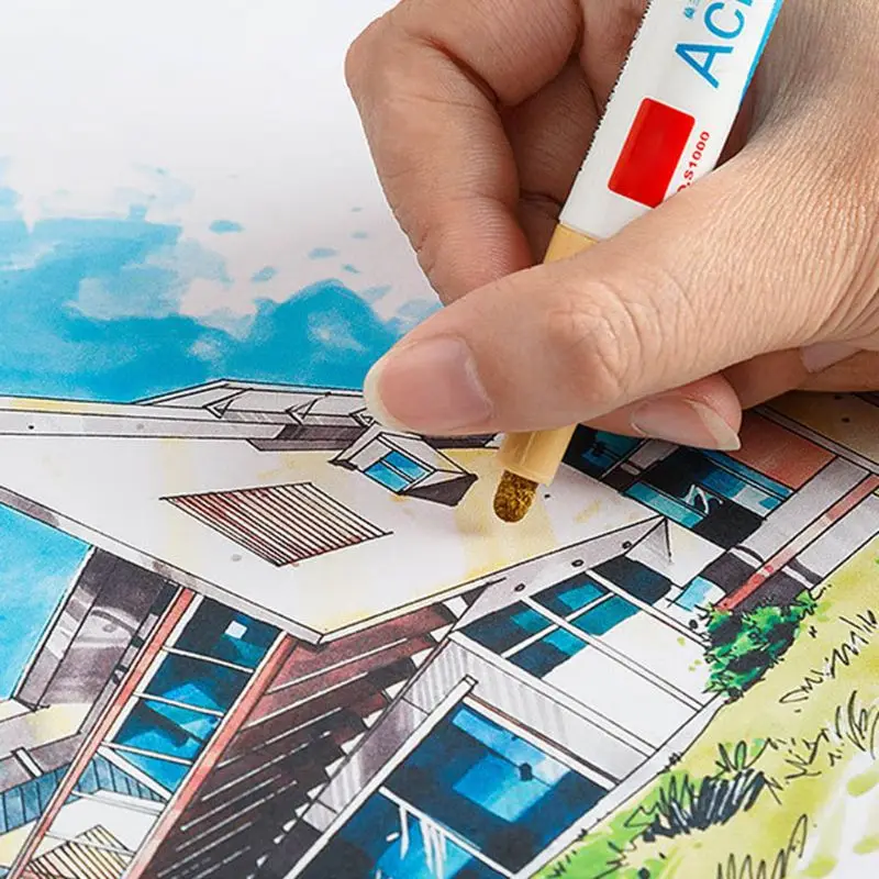 

12 Colors Acrylic Paint Art Marker Pen for DIY Graffiti Glass Ceramic Art Painting Drawing Stationery