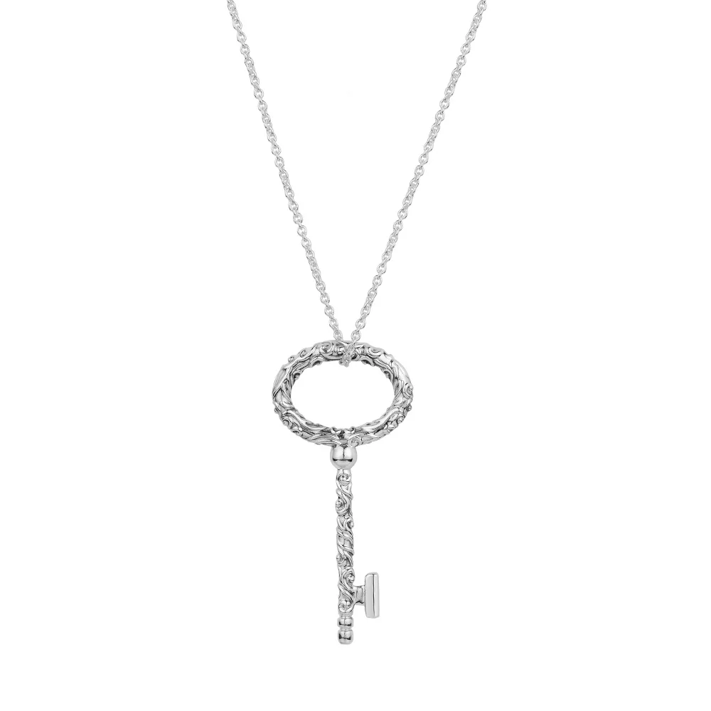 

Necklace Collares 925 Sterling Silver Jewelry Silver Regal Key Chain Women Bijoux Femme Choker Collier Necklaces