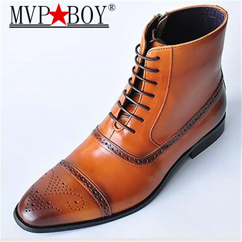 Мужские ботинки на шнуровке коричневые оксфорды с боковой молнией высоким