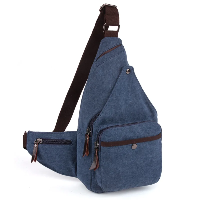 

New style canvas bag one shoulder fashion bag men's solid color canvas chest bag