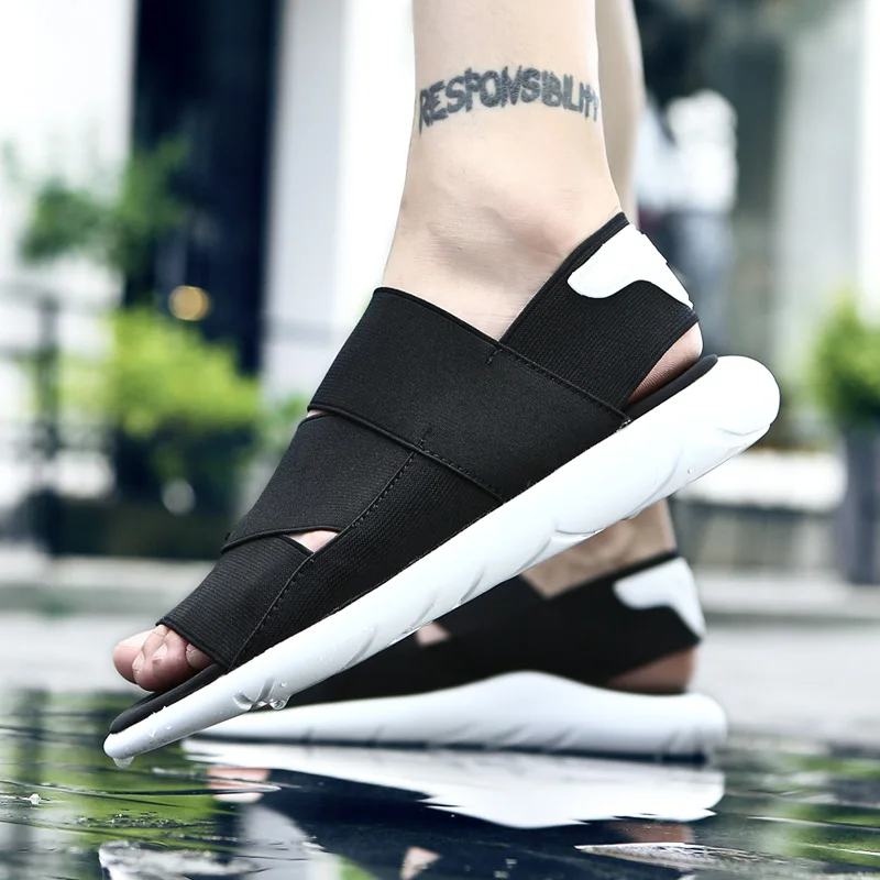 

Mens Large Size Sandals Slippers Elastic Cloth Fashionable and Versatile Beach Sandals Men Sandals Flat Sandals Summer Sandals