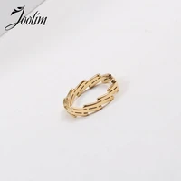 joolim high end pvd abstract style shaped double symmetrical rings for women stainless steel jewelry wholesale