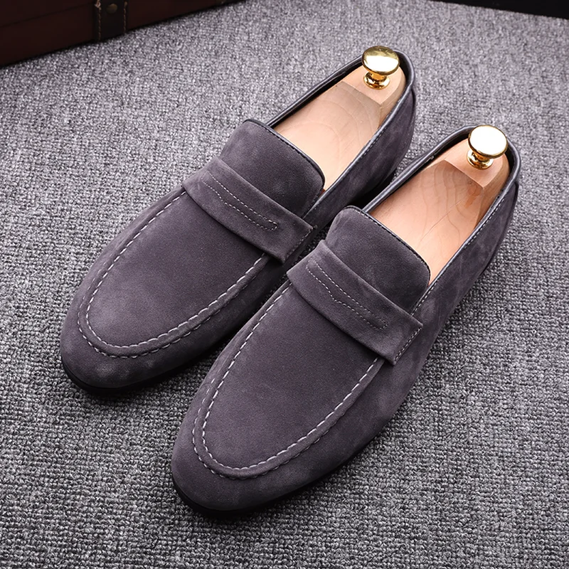 QWEDF Brand New 2019 Black Men Loafers Shoes Luxury Slip-on Moccasins Casual Suede Leather Men's Flats SY-32 | Обувь