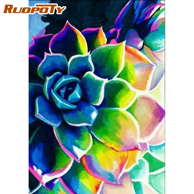 

RUOPOTY DIY Frame Painting By Number Flowers Picture By Numbers Kits Acrylic Paint On Canvas For Home Decors Artcraft 60x75cm