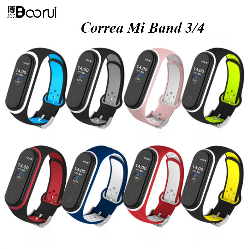 Ремешок BOORUI Mi Band 4 с металлической пряжкой силиконовый сменный Браслет для Xiaomi 3