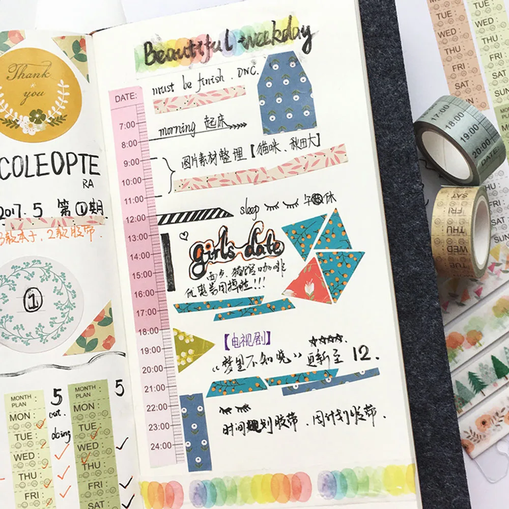 Creative Weekly Time Line Sticker Washi Tape Planner Notebook Diy Scrapbooking School Accessories Supplies Stationery | Канцтовары для