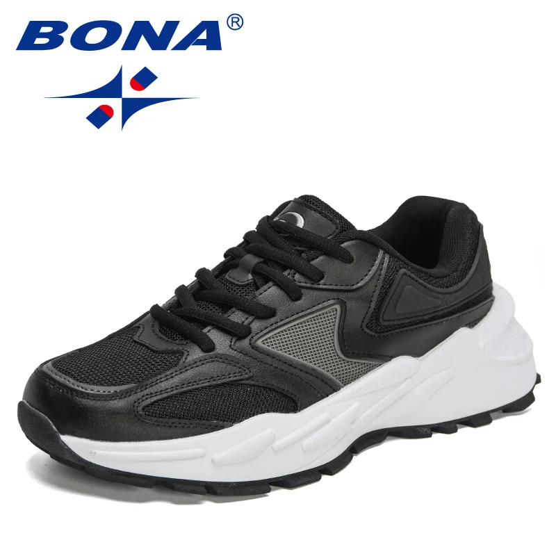 

BONA 2021 New Designers Chunky Sneakers Men Running Shoes Breathable Mesh Sport Shoes Man Thick Soles Jogging Walking Shoes Male