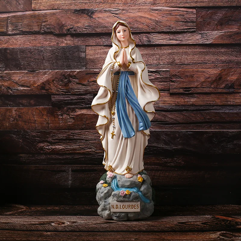 

Religious Ornaments Virgin Mary 20.5cm Resin Crafts Our Lady of Lourdes Home statue Decorations