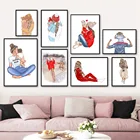 Постер для повседневной жизни для матери и ребенка, Теплая семейная Картина на холсте с надписью Super Mom, Love, дочери, сына, поцелуй, скандинавский домашний декор