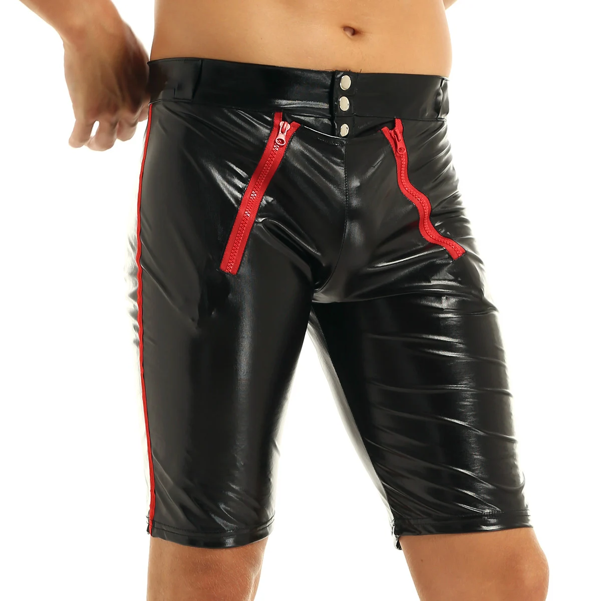 Мужские лакированные шорты iiniim сексуальные шорты-боксеры на молнии для ночных