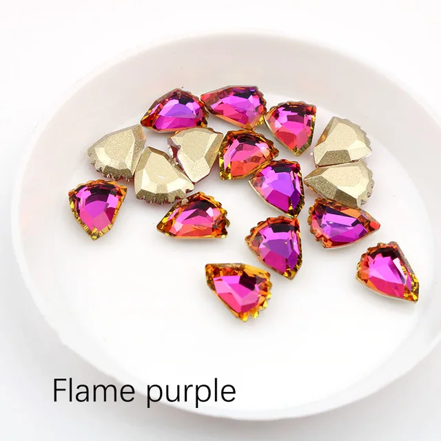 Flame purple Для ногтей, с горным хрусталем, 8X10 мм Кот в форме лапки с цветными камнями 30/100 шт./лот для 3D украшение для ногтей - Цвет: Flame purple