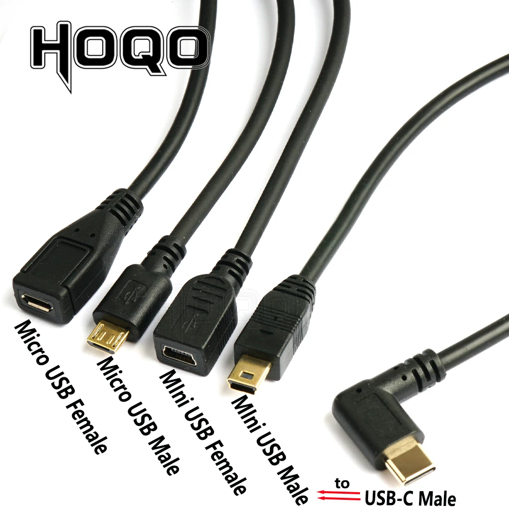 Micro Mini USB to Type c Male Elbow 3.1 C 2.0 OTG Data Adapter Converter Charging Cable 25cm | Компьютеры и офис
