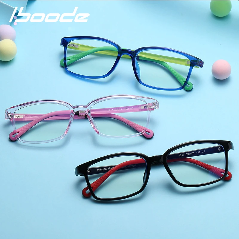 

iboode TR90 Soft Square Anti-blue light Kids Glasses Boys Girls Anti-radiation Computer Goggles Frame Optical myopia EyeGlasses