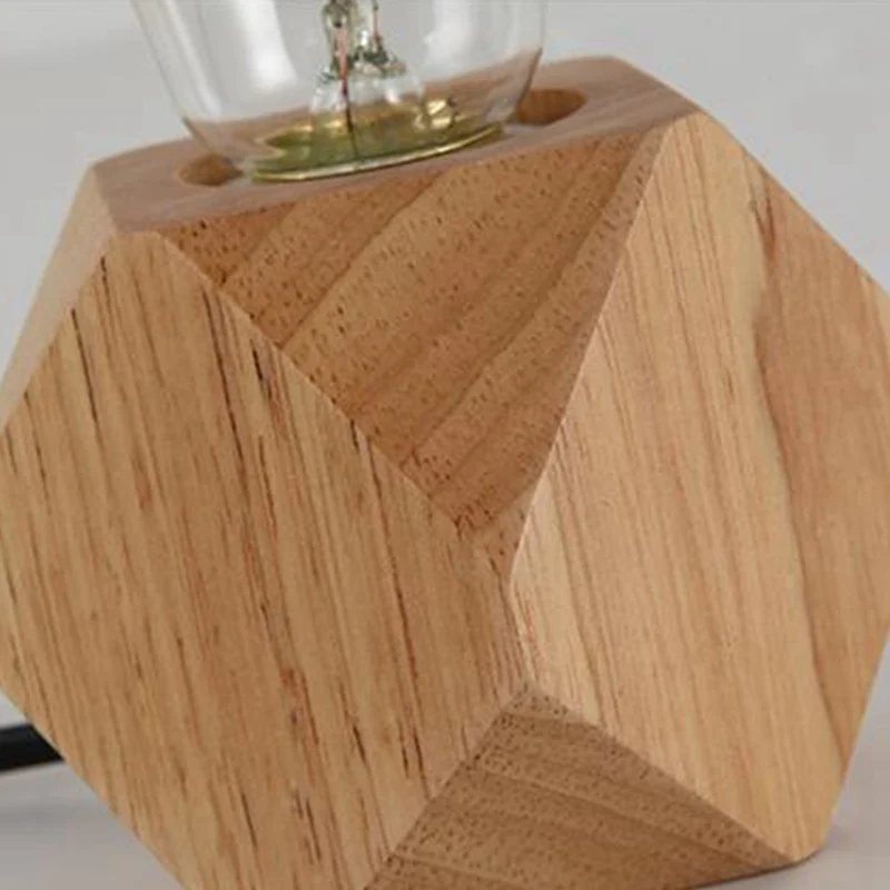 

Modern table lamp E27 Wooden desk lamp Diamond bedside lamp for home/bedroom/living room decor EU-Plug Wooden Base