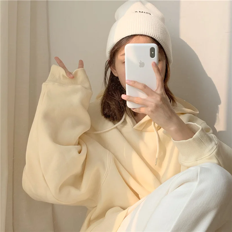 Толстовки женские желтые милые универсальные толстовки с капюшоном для девочек